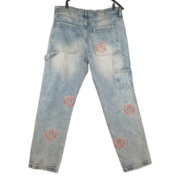 NovaMen Beverly Hills High Patched Carpenter Denim Jeans Mens Size 36x32 New - Picture 2 of 15